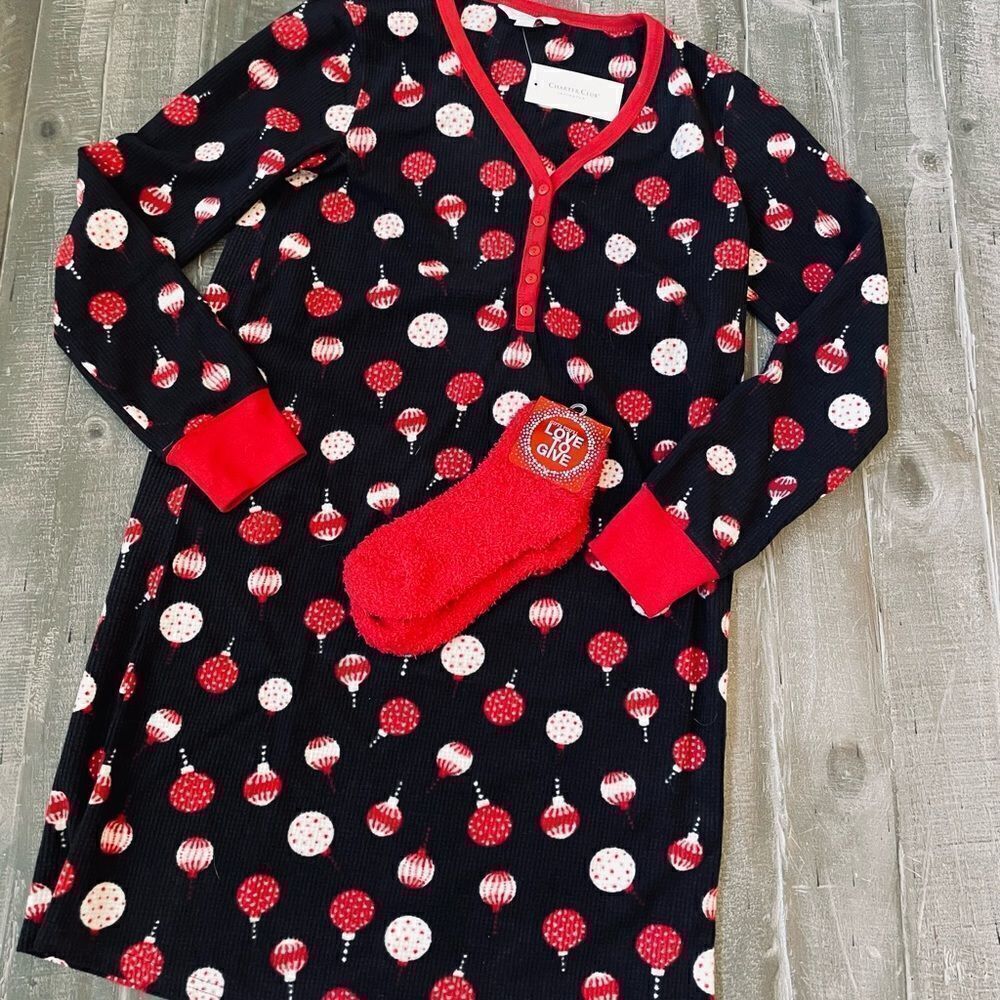 Charter Club Soft Christmas Sleep Shirt Pajamas Socks Gift Set